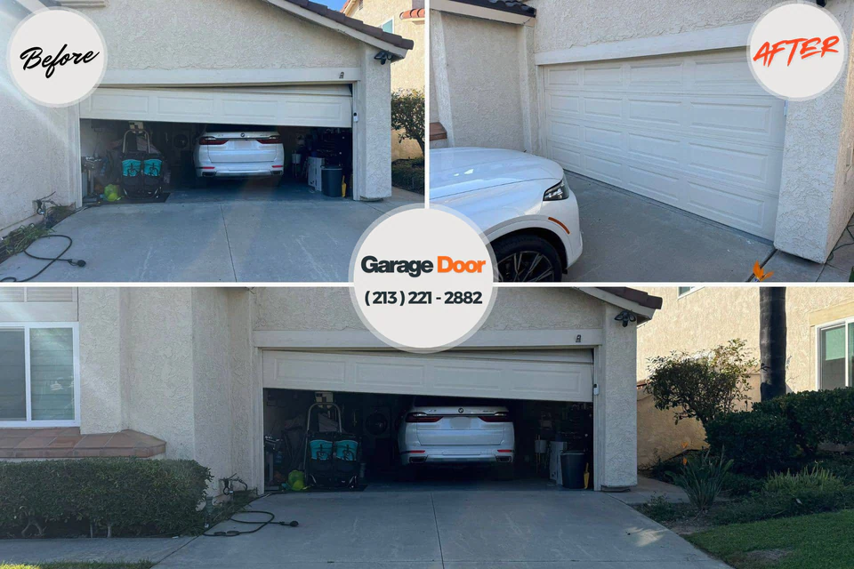 Before and after: garage door repair Saugerties South, NY